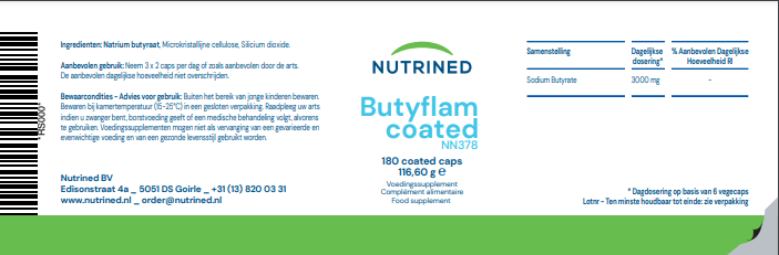 Nutrined — Butyflam Coated 180 Capsules - Afbeelding 2